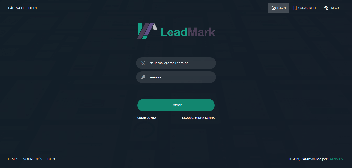 Screenshot 2019 10 18 LeadMark v3 Página de Login 1